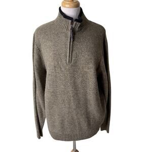 PENDLETON Washable Wool Quarter Zip Brown Sweater Medium